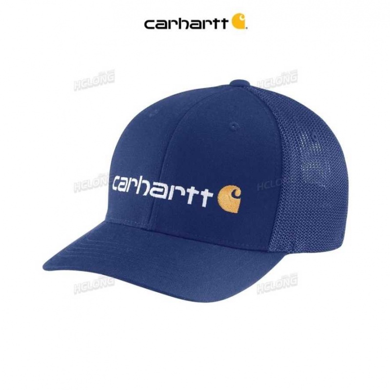 Bleu Carhartt Rugged Flex Fitted Tela Mesh-Back Logo Graphique Cap - Danmark UZA-7137746