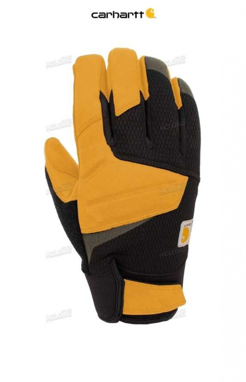 Noir Carhartt Vent Fighter Insulated Synthétique Cuir Secure Cuff Gloves - Danmark DPK-5411796