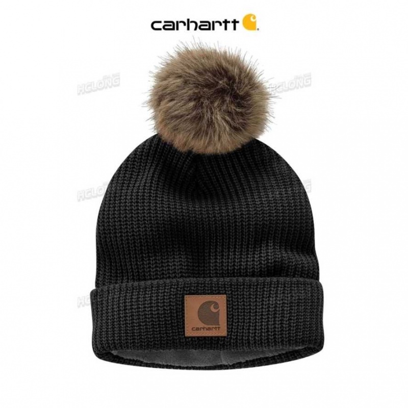 Noir Carhartt Knit Fleece-Doublée Hat - Danmark KEN-9884769