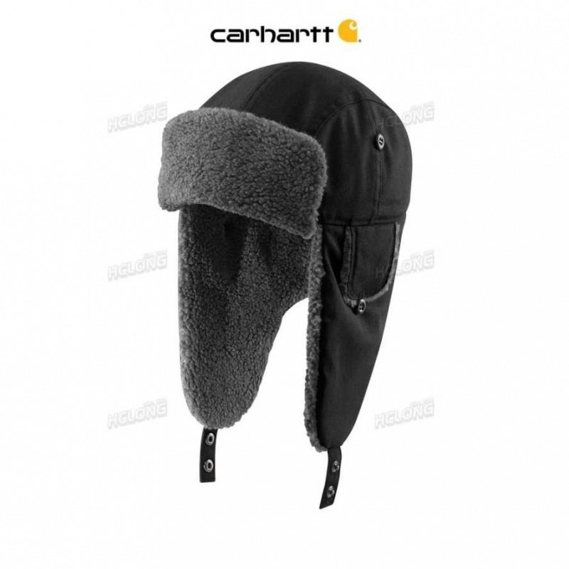 Noir Carhartt Rain Defender Tela Trapper Hat - Danmark UFC-7191331