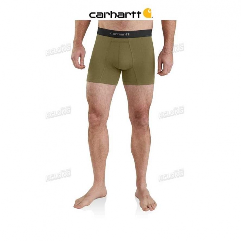 Vert Olive Carhartt 5 Basic Boxer Brief 2-Pack Vert - Danmark ODL-3603275