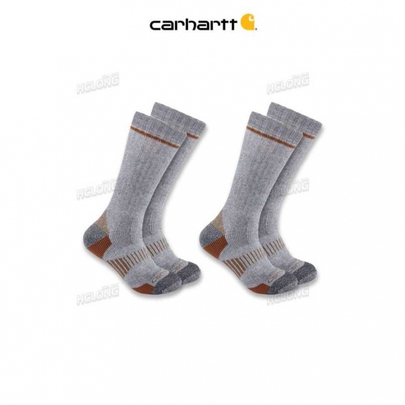 Gray Carhartt Midweight Synthétique-Laine Blend Boot Sock 2-Pack - Danmark QKB-4757706