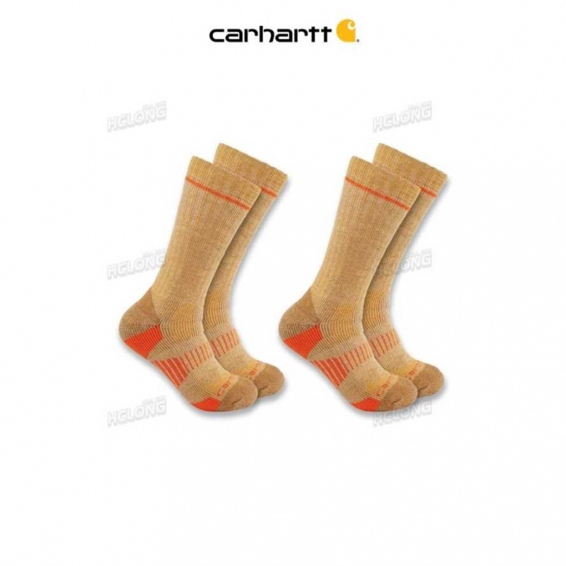 Kaki Carhartt Midweight Synthétique-Laine Blend Boot Sock 2-Pack - Danmark CTK-4673712