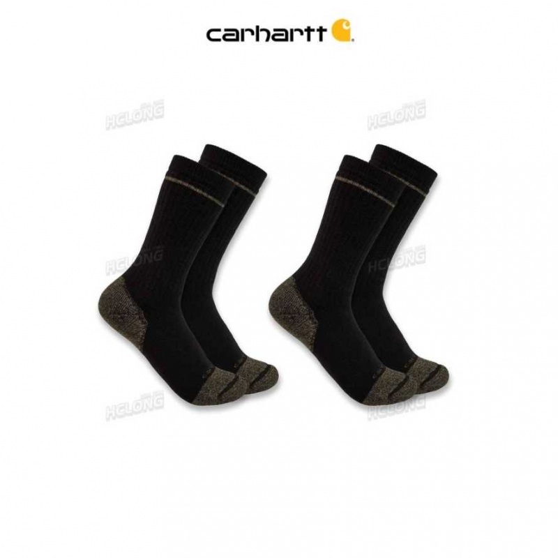 Noir Carhartt Midweight Coton Blend Steel Embout Boot Sock 2-Pack - Danmark PNJ-3978871