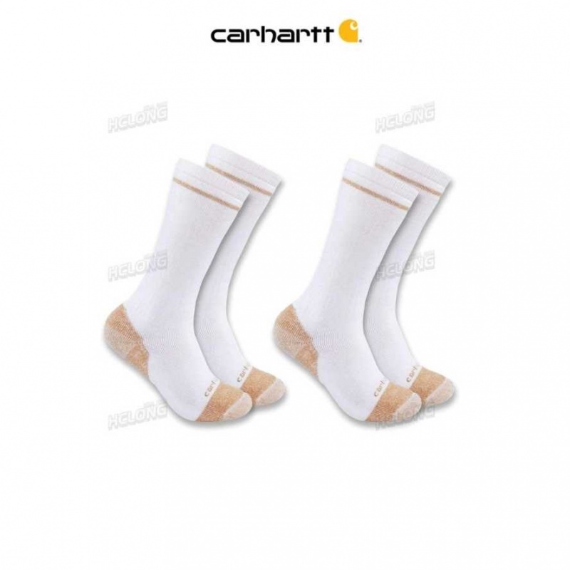 Blanche Carhartt Midweight Coton Blend Steel Embout Boot Sock 2-Pack - Danmark FBZ-6371393