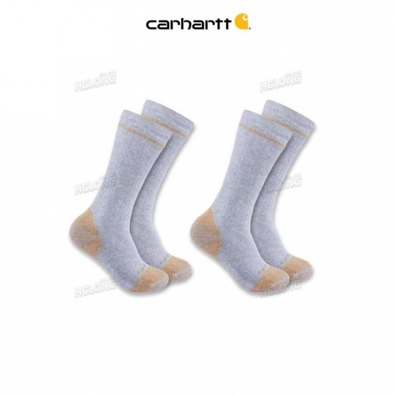 Gray Carhartt Midweight Coton Blend Steel Embout Boot Sock 2-Pack - Danmark ONJ-4383142