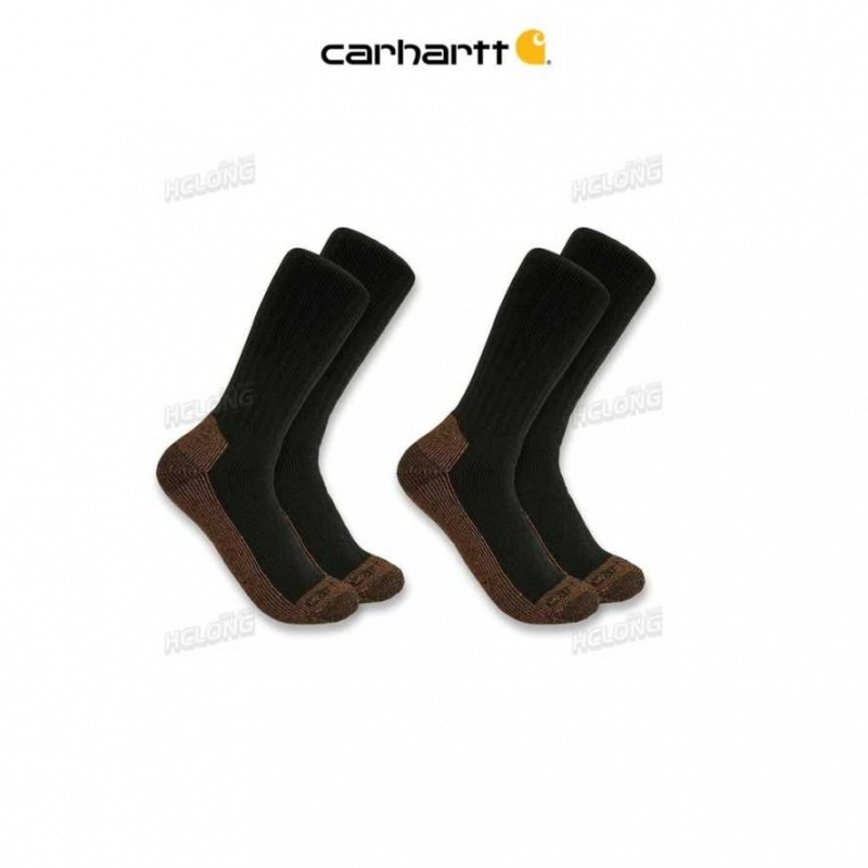 Noir Carhartt Midweight Steel Embout Boot Sock 2-Pack - Danmark EUC-4814345