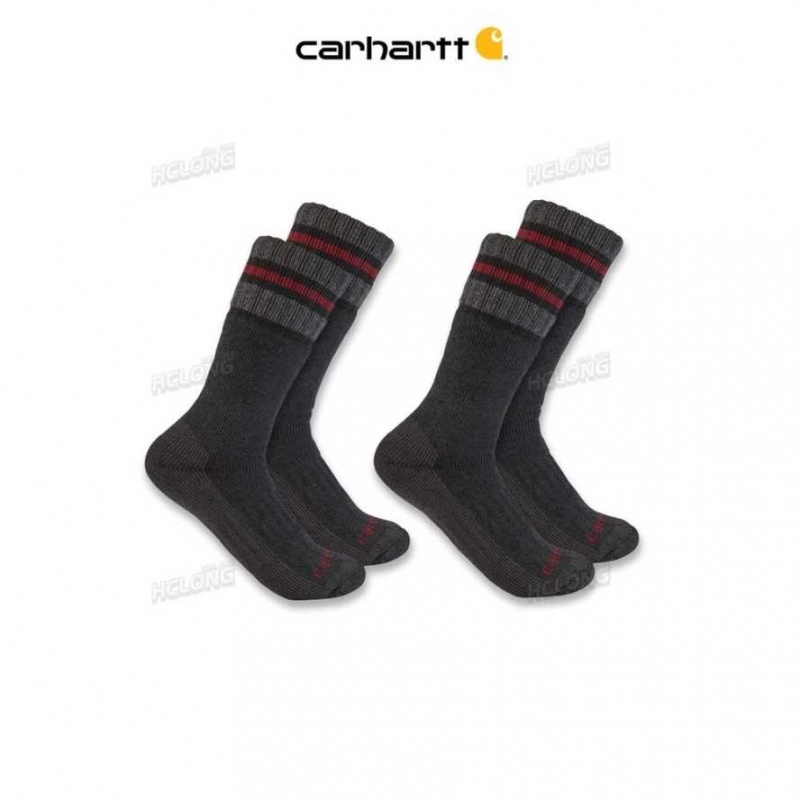 Noir Carhartt Heavyweight Synthétique-Laine Blend Boot Sock 2-Pack - Danmark ERN-1241244