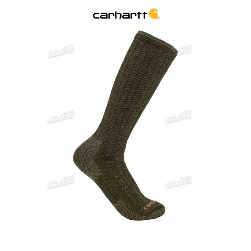 Vert Olive Carhartt Midweight Synthétique-Laine Blend Boot Sock Vert - Danmark DRJ-1199164