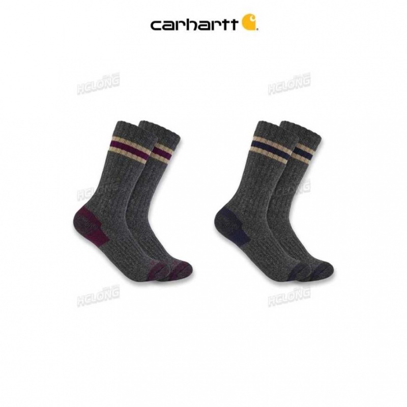 Charcoal Carhartt Midweight Camp Boot Sock 2-Pack - Danmark ION-3626722