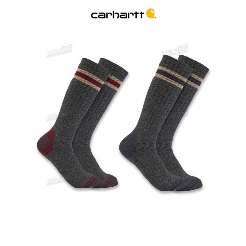 Charcoal Carhartt Midweight Camp Boot Sock 2-Pack - Danmark OFI-1322023