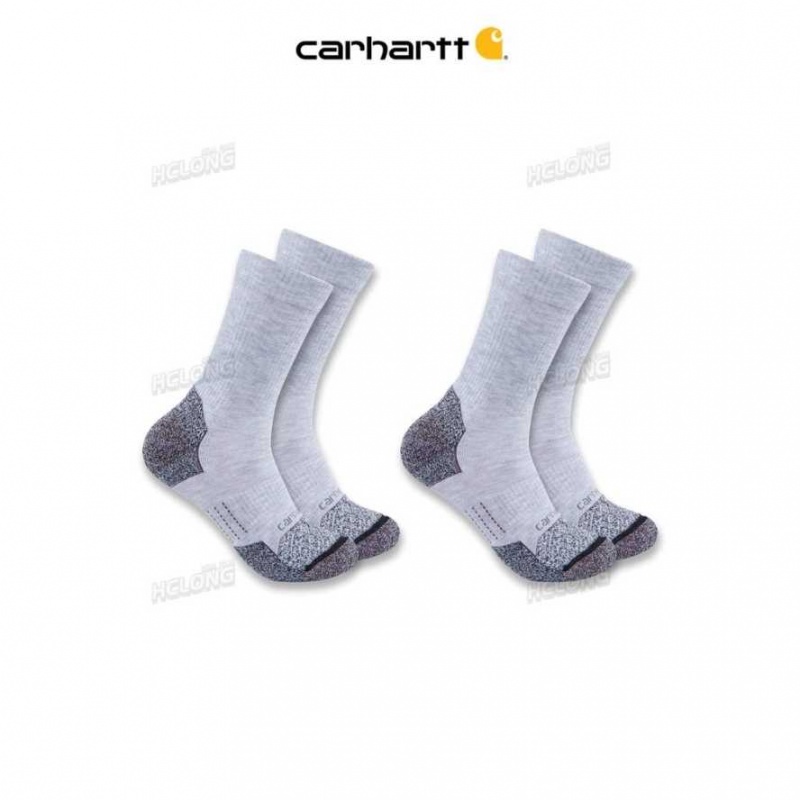 Gray Carhartt Force Midweight Crew Sock 2-Pack - Danmark YSW-0893422