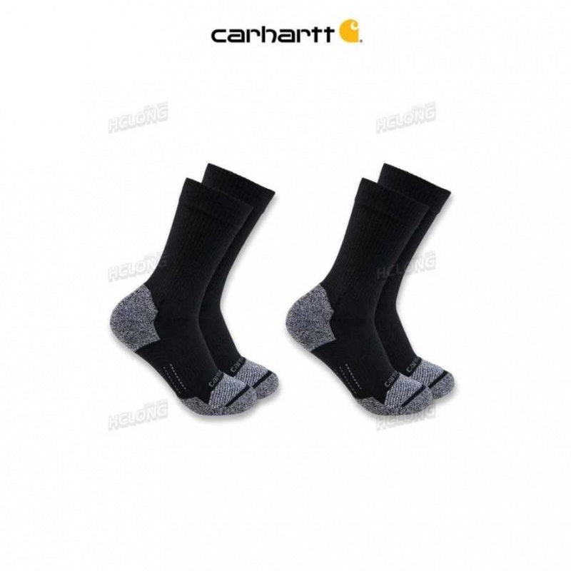 Noir Carhartt Force Midweight Crew Sock 2-Pack - Danmark SKI-8855373