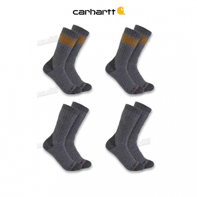 Gray Carhartt Heavyweight Crew Sock 4-Pack - Danmark BUU-4226393