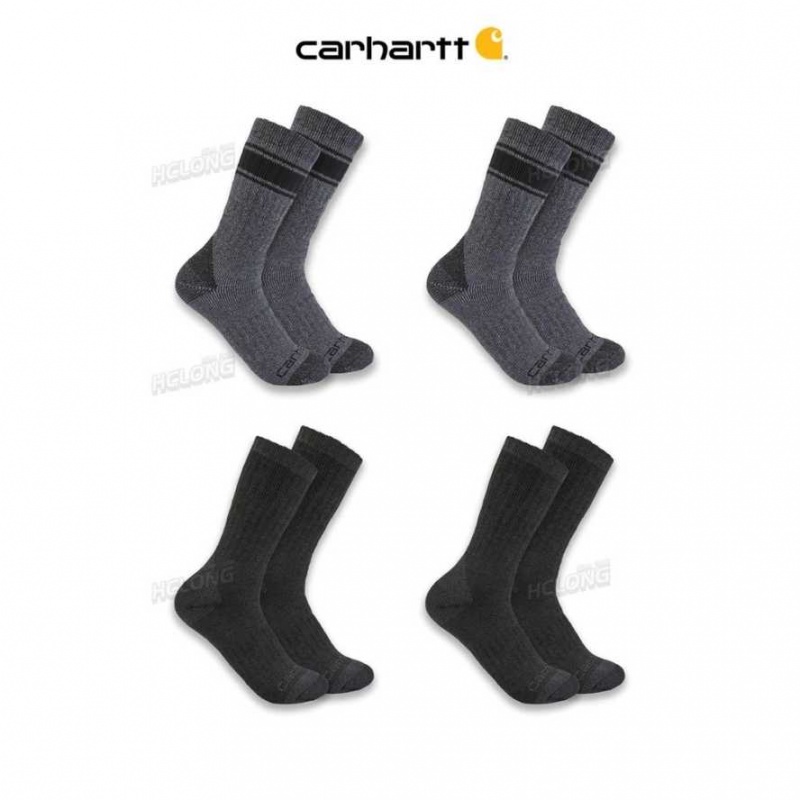 Carbon Heather Carhartt Heavyweight Crew Sock 4-Pack Carbon - Danmark GPO-9365177