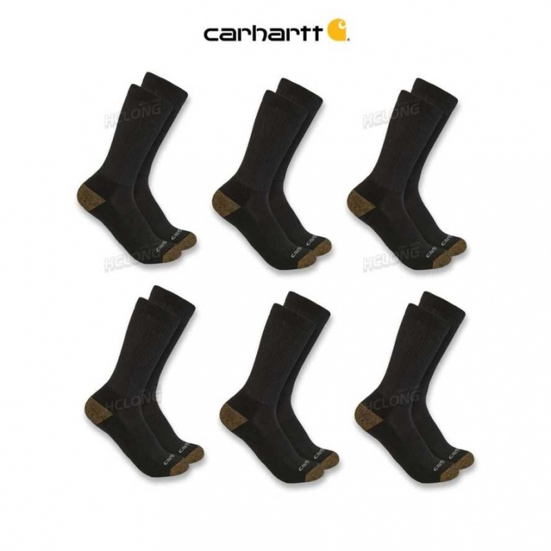 Noir Carhartt Midweight Crew Sock 6-Pack - Danmark ABX-6361249