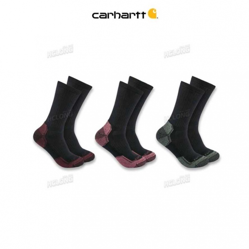 Noir Carhartt Midweight Coton Blend Crew Sock 3 Pack - Danmark SNA-7695447