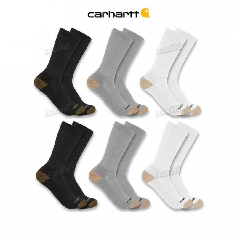 Gray Carhartt Midweight Crew Sock 6-Pack - Danmark DAP-4466266