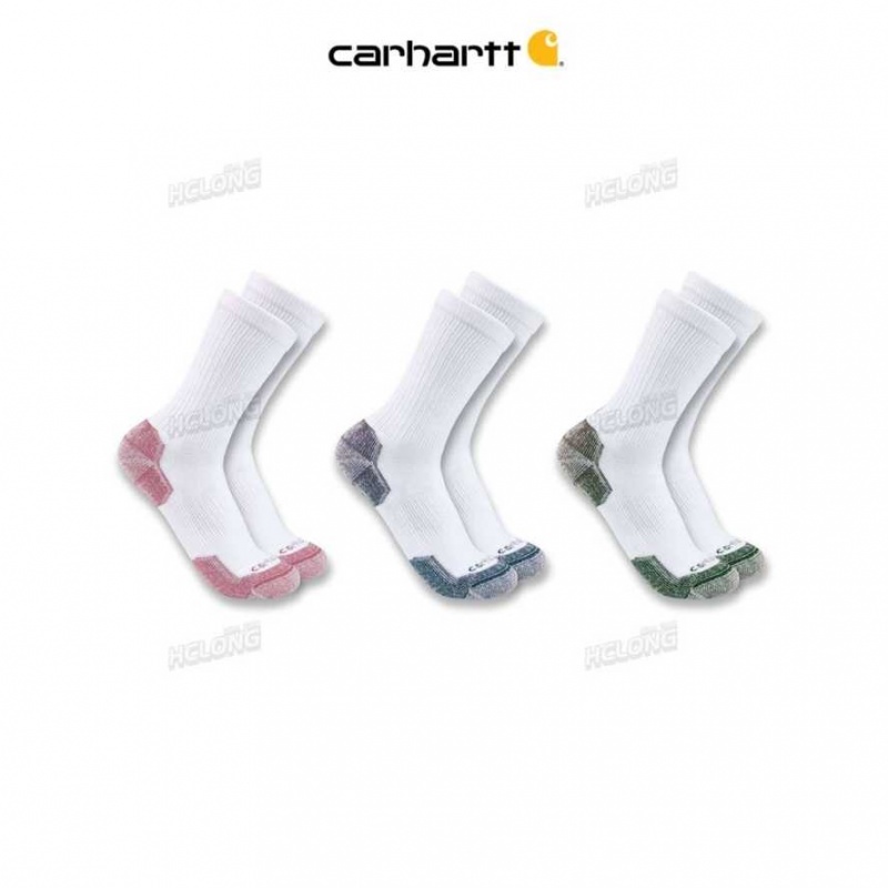 Blanche Carhartt Midweight Coton Blend Crew Sock 3 Pack - Danmark VIO-4799135