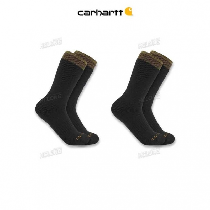 Noir Carhartt Heavyweight Crew Sock 2-Pack - Danmark WHA-0454253