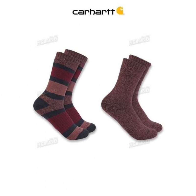 Bordeaux Carhartt Heavyweight Crew Sock 2-Pack - Danmark JZX-5640399