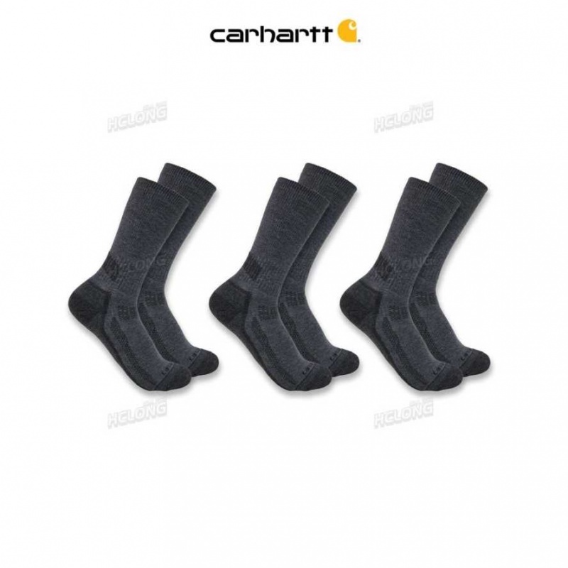 Charcoal Carhartt Force Midweight Crew Sock 3-Pack - Danmark JXH-6622206