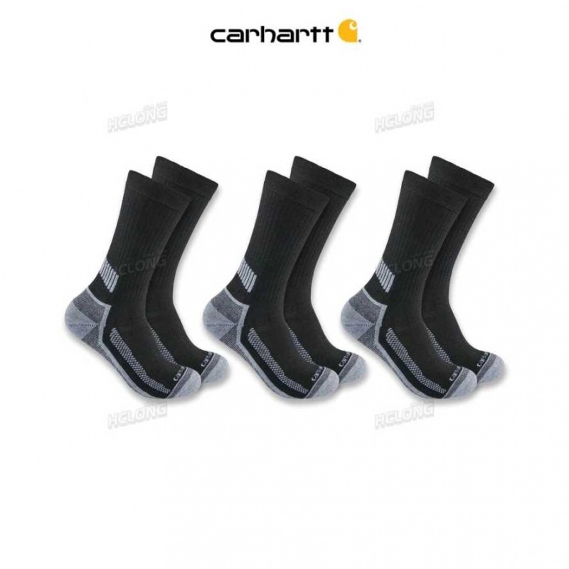 Noir Carhartt Force Midweight Crew Sock 3-Pack - Danmark DVK-7339752