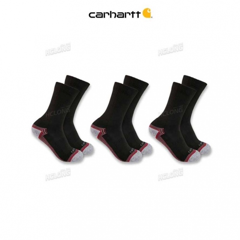 Noir Carhartt Force Midweight Crew Sock 3 Pack - Danmark XJL-8976704