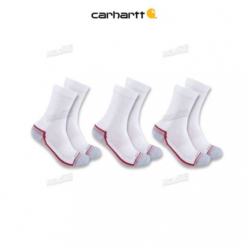 Blanche Carhartt Force Midweight Crew Sock 3 Pack - Danmark OJI-2836943