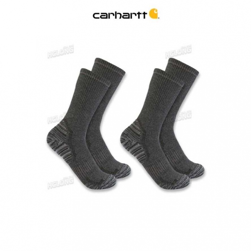 Charcoal Carhartt Force Midweight Synthétique-Laine Blend Crew Sock 2-Pack - Danmark ZXH-1106289