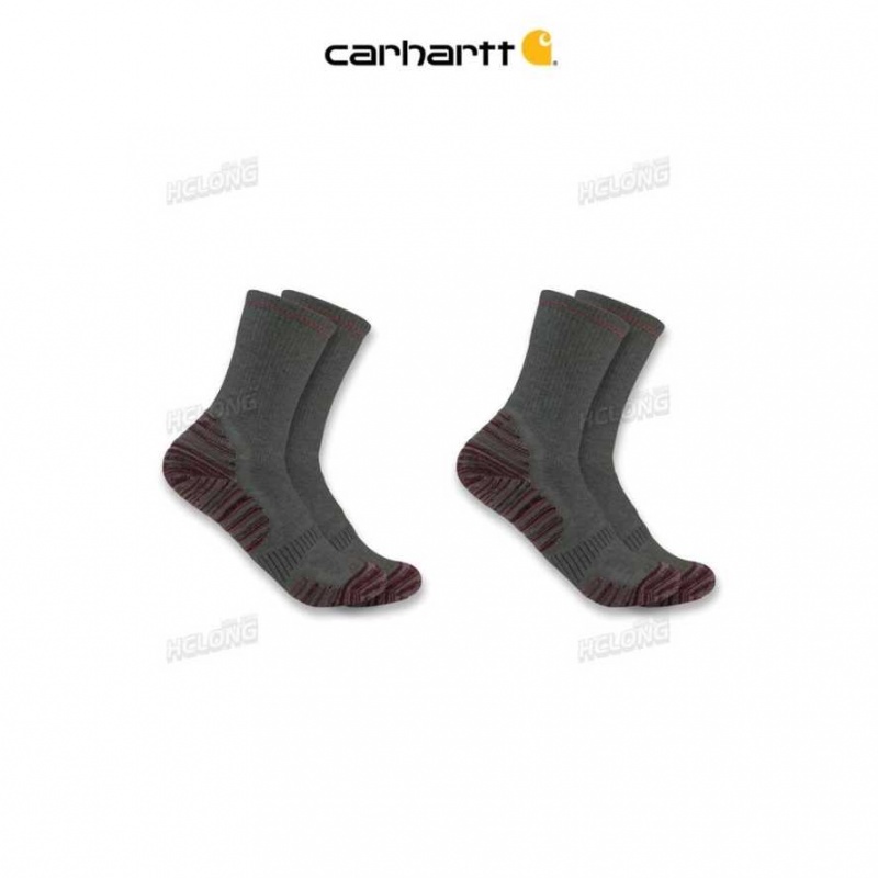 Charcoal Carhartt Force Midweight Synthétique-Laine Blend Crew Sock 2-Pack - Danmark RIL-6998973