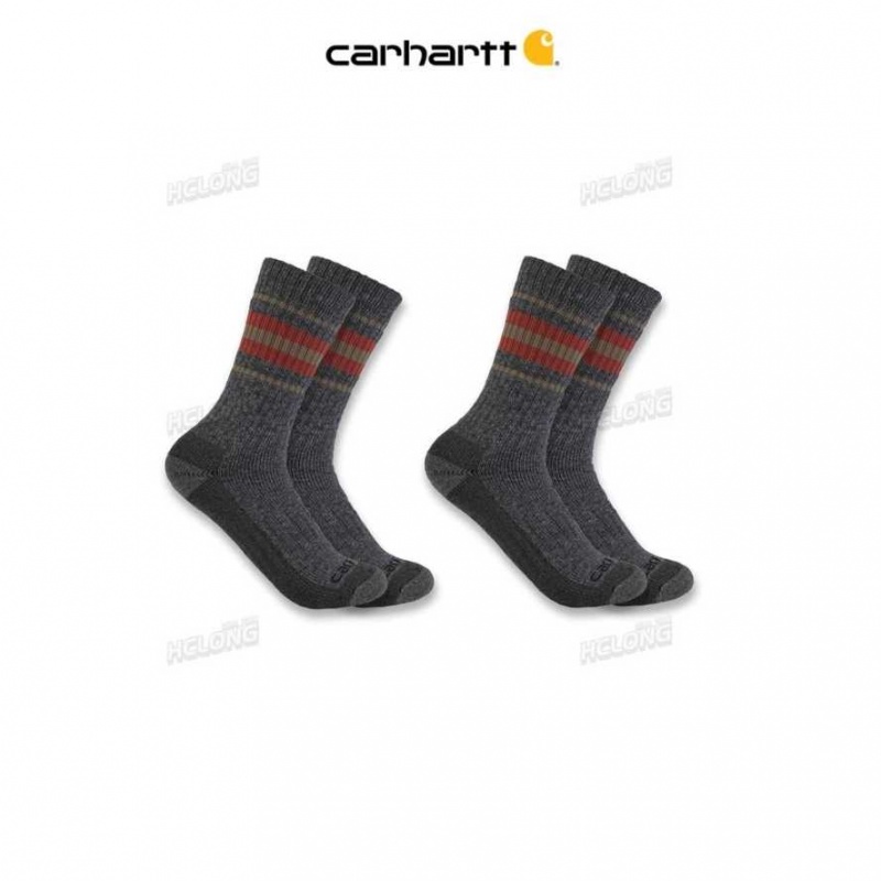 Grise Carhartt Heavyweight Crew Sock 2-Pack - Danmark QBM-1569330