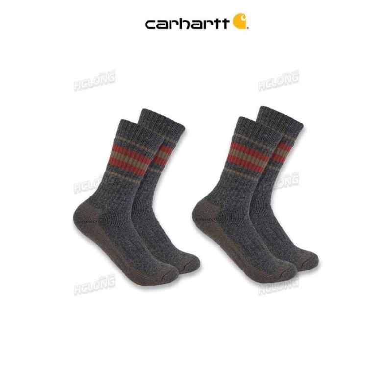 Carbon Heather Carhartt Heavyweight Crew Sock 2-Pack Carbon - Danmark GMH-7370274