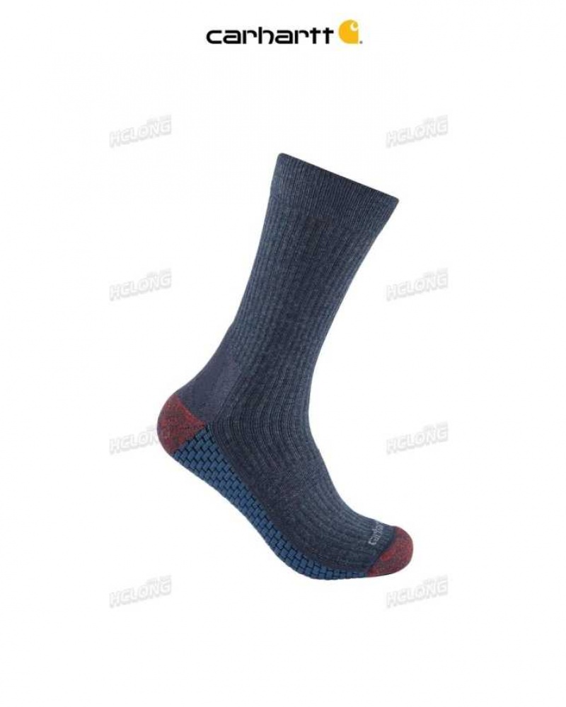 Bleu Marine Carhartt Force Grid Midweight Crew Sock Bleu - Danmark BIJ-9604227