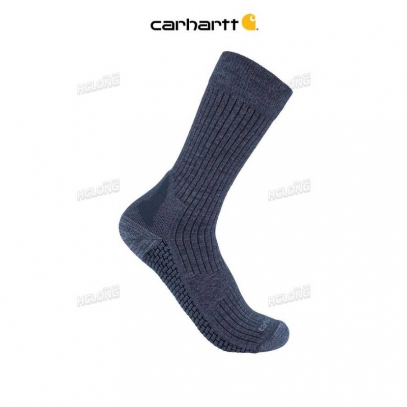 Bleu Marine Carhartt Force Grid Midweight Merino Laine Blend Crew Sock Bleu - Danmark WMO-6912145