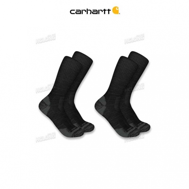 Noir Carhartt Midweight Synthétique-Laine Blend Crew Sock 2-Pack - Danmark YGG-8189597