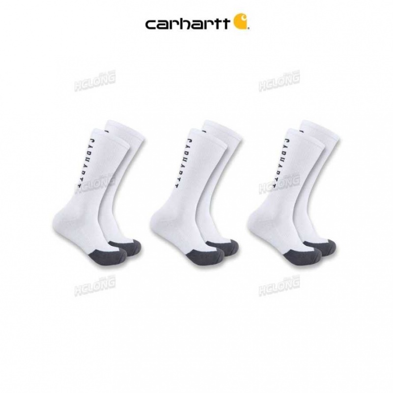 Blanche Carhartt Force Midweight Logo Crew Sock 3-Pack - Danmark VVD-7263270