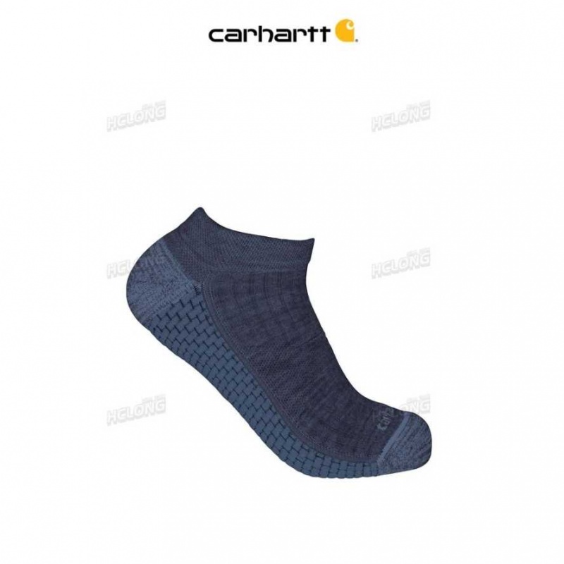 Bleu Marine Carhartt Force Grid Midweight Merino Laine Blend Low Cut Sock Bleu - Danmark EKN-0604366