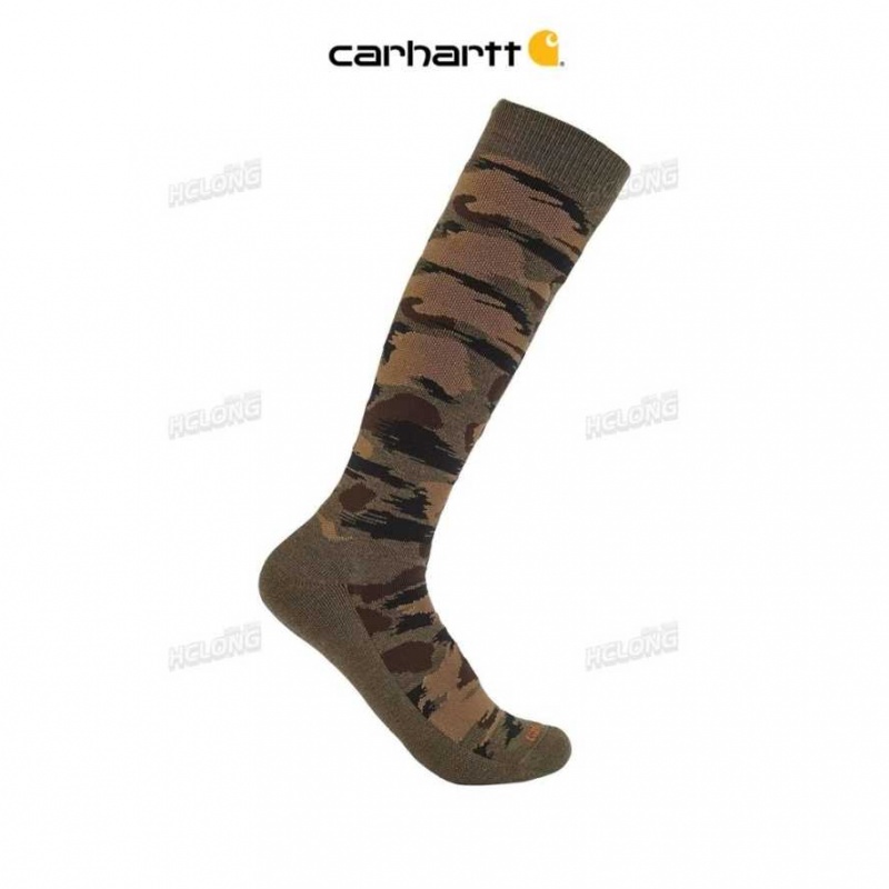 Marron Camouflage Carhartt Heavyweight Camo Over-The-Calf Sock Marron - Danmark ADB-2432751