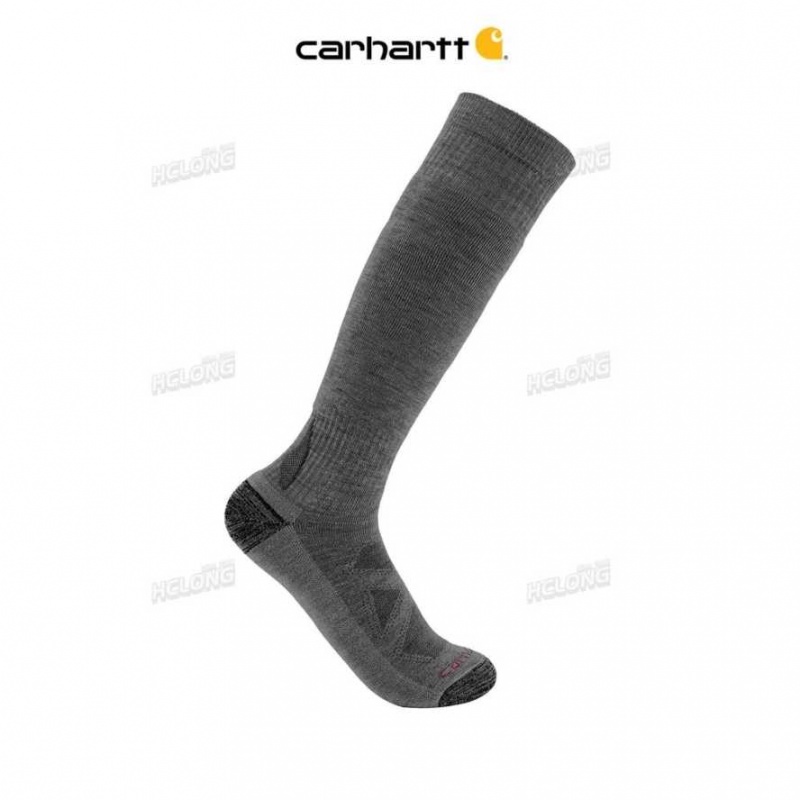 Carbon Heather Carhartt Heavyweight Merino Laine Blend Over-The-Calf Sock Carbon - Danmark APB-8342060