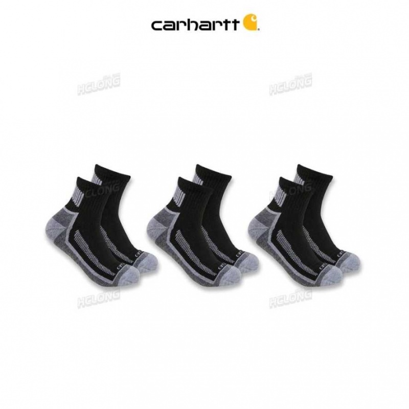 Noir Carhartt Force Midweight Quarter Sock 3-Pack - Danmark ACP-2983954