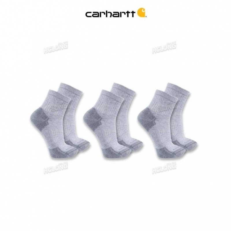 Gray Carhartt Midweight Coton Blend Quarter Sock 3-Pack - Danmark JWM-0921870