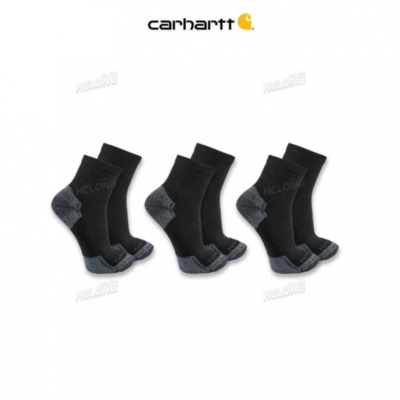 Noir Carhartt Midweight Coton Blend Quarter Sock 3-Pack - Danmark ONB-8686214