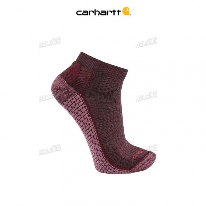 Berry Carhartt Force Grid Midweight Quarter Sock - Danmark RMV-9817082