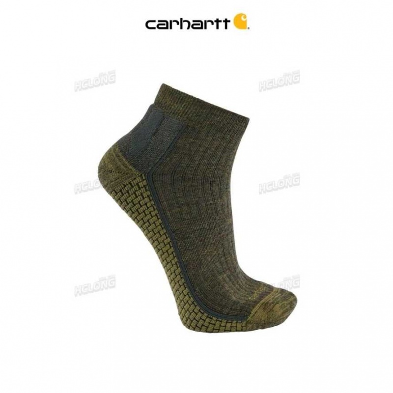 Vert Olive Carhartt Force Grid Midweight Merino Laine Blend Quarter Sock Vert - Danmark WJF-4561455