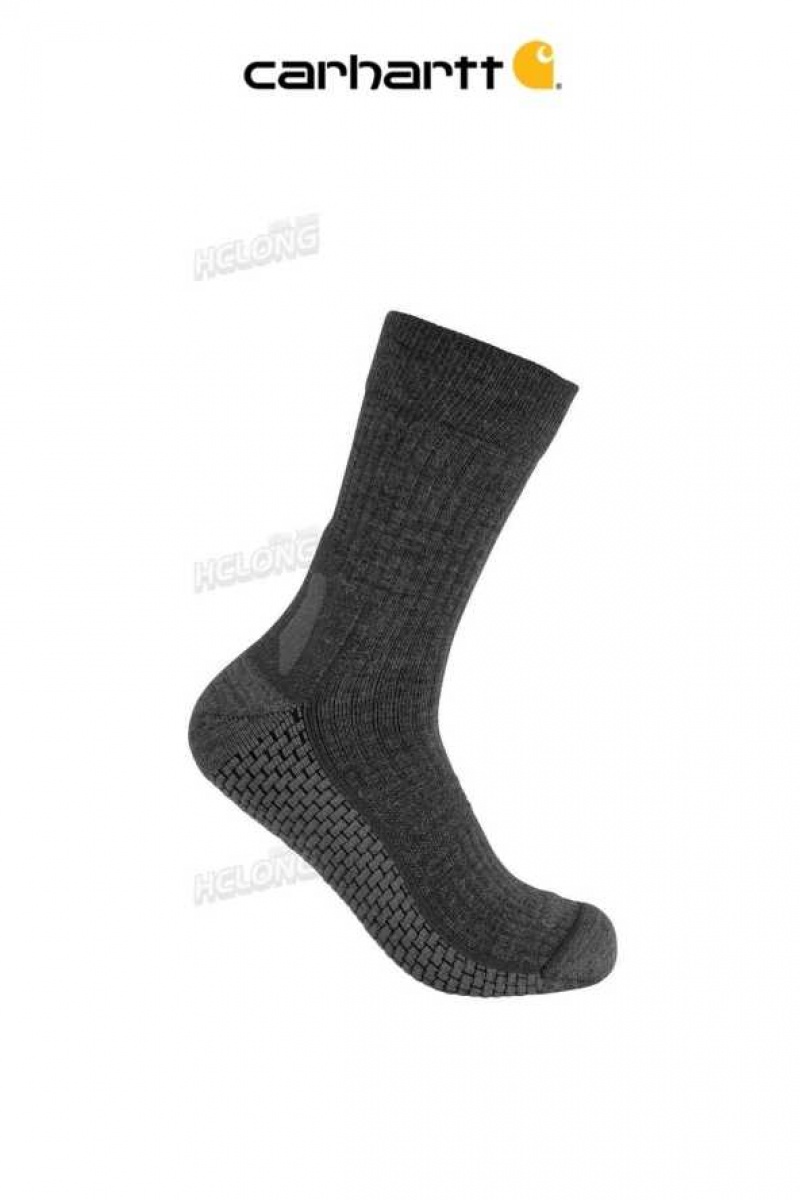 Carbon Heather Carhartt Force Grid Midweight Merino Laine Blend Crew Sock Carbon - Danmark VSX-7955815