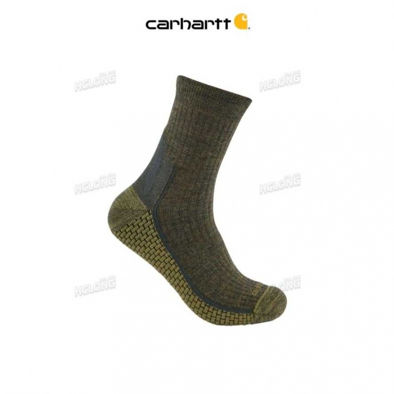 Vert Olive Carhartt Force Grid Midweight Merino Laine Blend Crew Sock Vert - Danmark ZMP-9296327