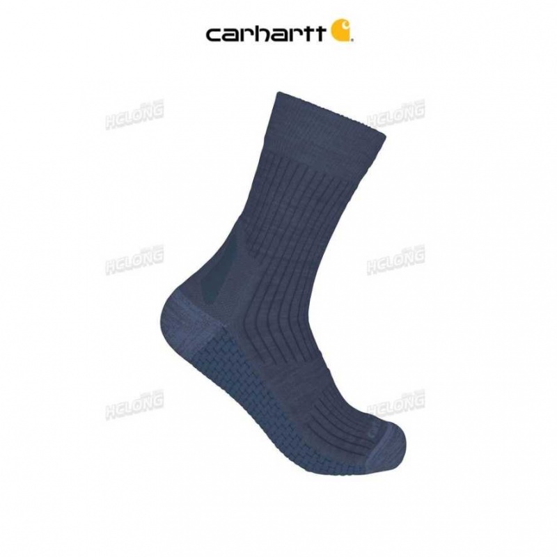 Bleu Marine Carhartt Force Grid Midweight Merino Laine Blend Corta Crew Sock Bleu - Danmark TSC-4639403