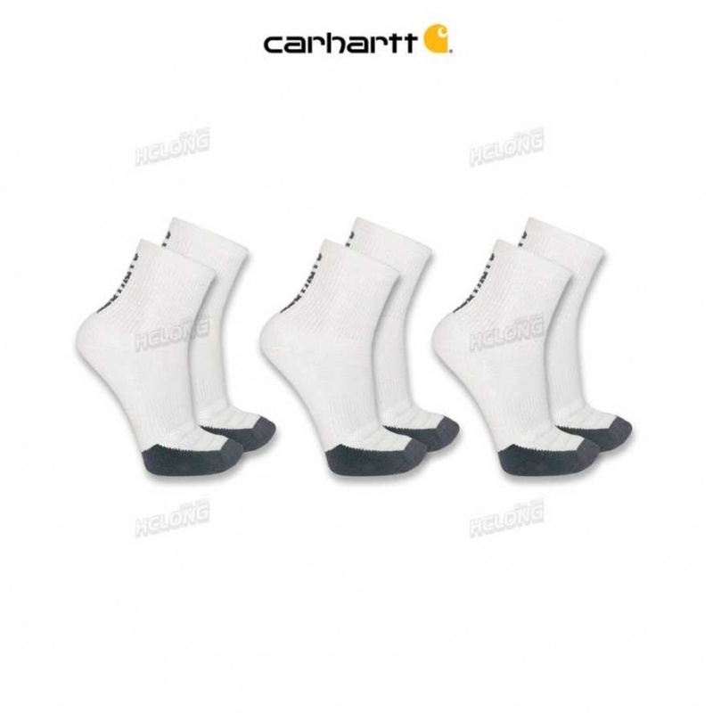 Blanche Carhartt Force Midweight Logo Corta Crew Sock 3-Pack - Danmark GFQ-5874231