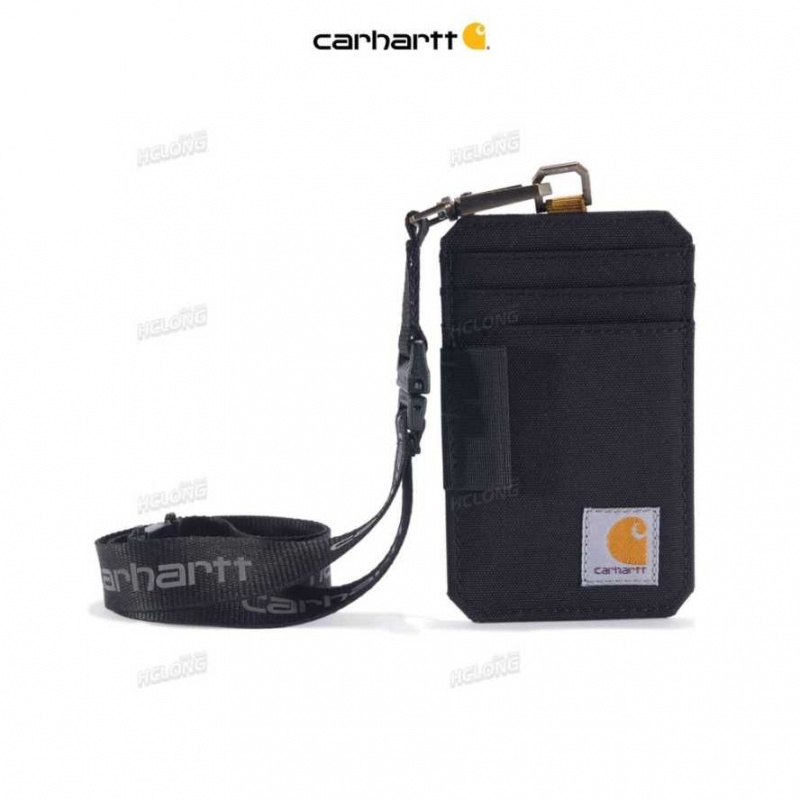 Noir Carhartt NYLON DUCK ID HOLDER AND LANYARD - Danmark OMY-4403864